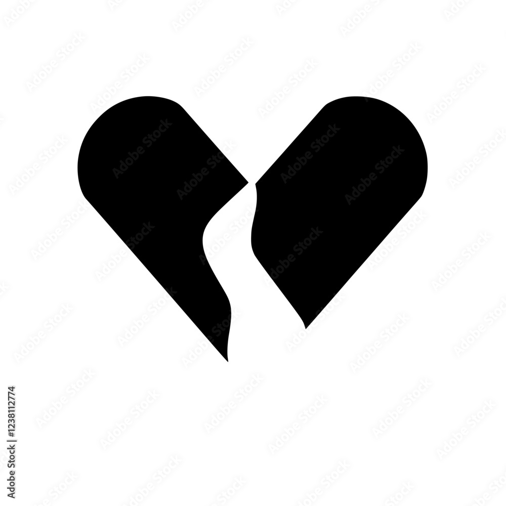 Broken Heart: A Visual Representation of Loss and Sadness. This minimalist artwork explores themes of heartbreak, separation, and emotional pain through a powerful and evocative image. Broken Heart: A Visual Representation of Loss and Sadness. This minimalist artwork explores themes of heartbreak, separation, and emotional pain through a powerful and evocative image.