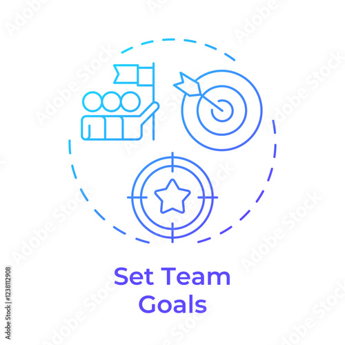 Set team goals blue gradient concept icon. Planning tasks and targets. Line manager responsibility. Round shape line illustration. Abstract idea. Graphic design. Easy to use in presentation