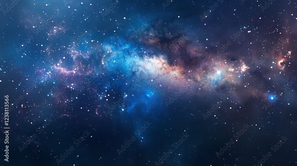 Fototapeta premium Stunning Milky Way galaxy illuminating the night sky with vibrant stars, cosmic dust, and glowing nebulae in a serene, remote location under perfect astrophotography conditions