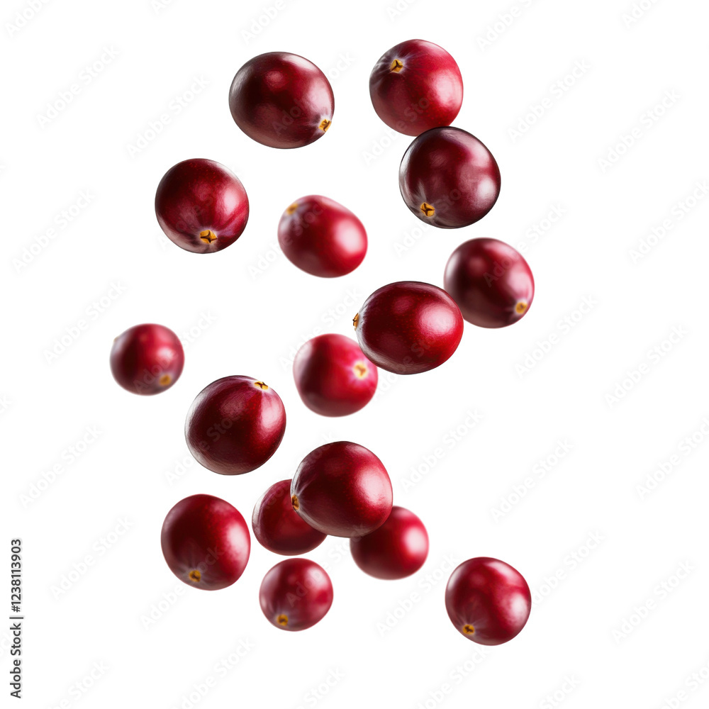 custom made wallpaper toronto digitalFresh cranberries floating on a transparent background, vibrant red berries in midair, concept of healthy eating, natural food, and fall harvest