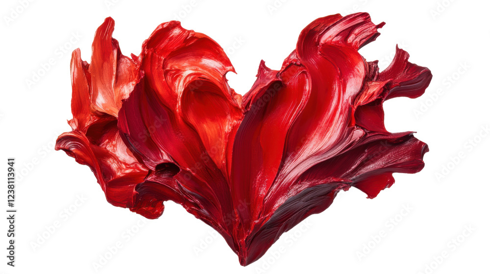 Fototapeta premium Red paint forming a heart shape on transparent background