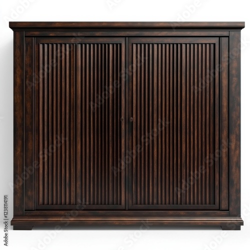 Elegant Wooden Cabinet: A dark-toned, ribbed design perfect for storage and home styling.