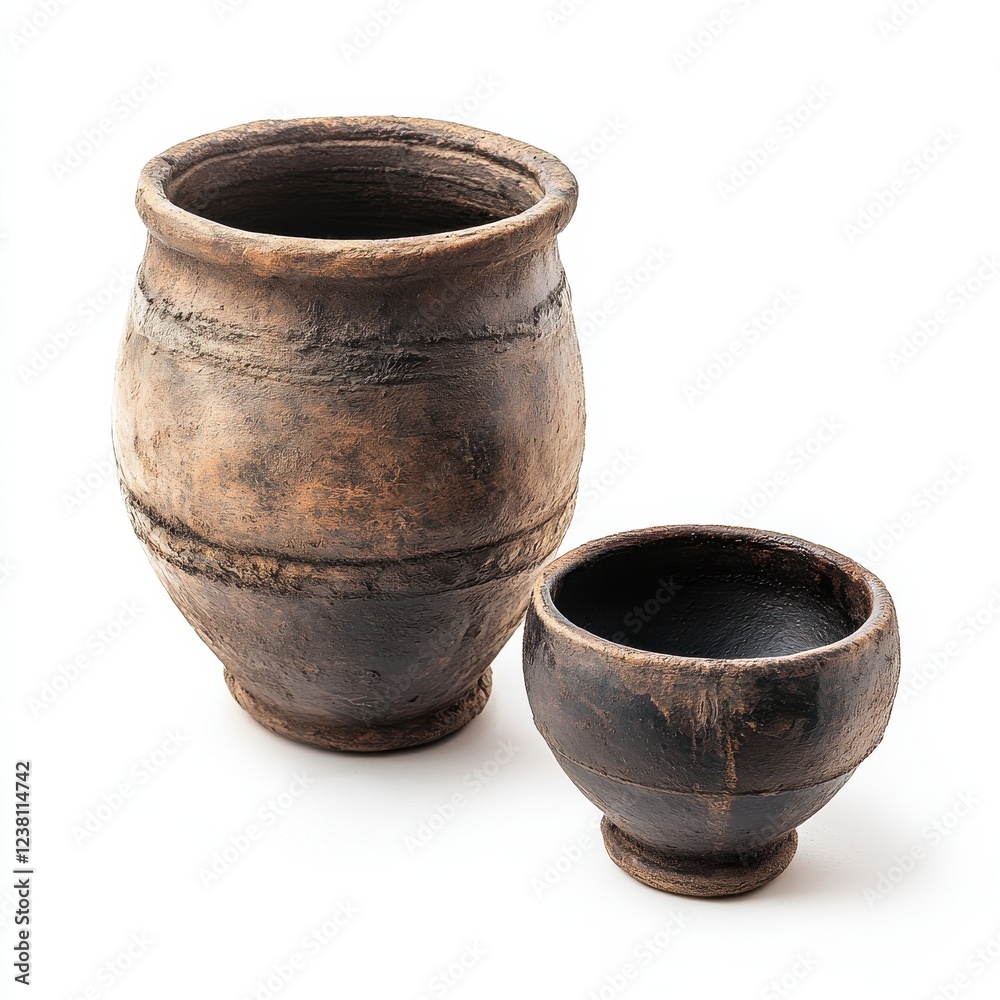 Rustic Clay Pots: Two handcrafted earthenware vessels in earthy tones, perfect for home decor and gardening projects. Rustic Clay Pots: Two handcrafted earthenware vessels in earthy tones, perfect for home decor and gardening projects.