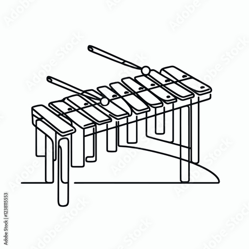 Xylophone Vector  simple continuous one line drawing  illustration . Simple Illustration for Minimalist Design. on white