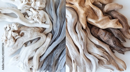 Obraz na płótnie Driftwood Collection Bleached, Gray, and Brown Coastal Wood Textures w salonie