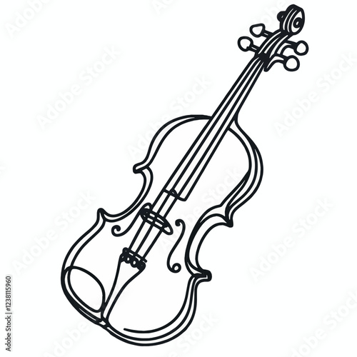 Vector  simple continuous one line drawing  illustration of violin   . Simple Illustration for Minimalist Design. on white