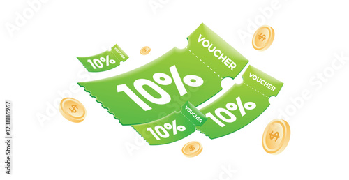 Voucher card cash back template design with coupon code promotion. Premium special price offers sale coupon.