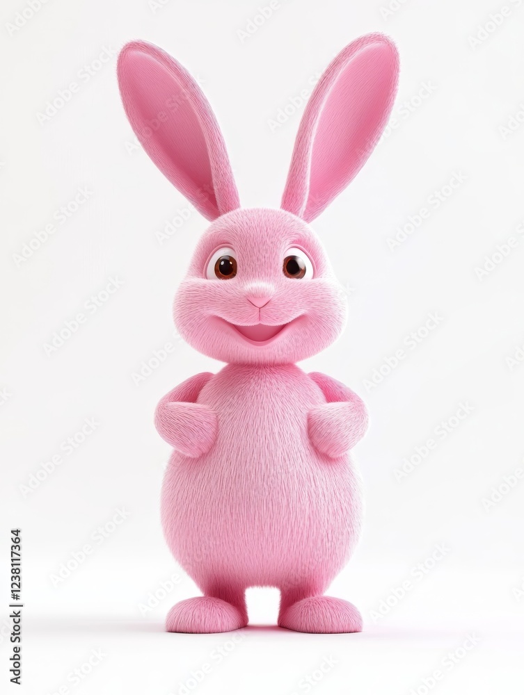 3D rendering of cartoon pink Easter bunny isolated on white background 3D rendering of cartoon pink Easter bunny isolated on white background