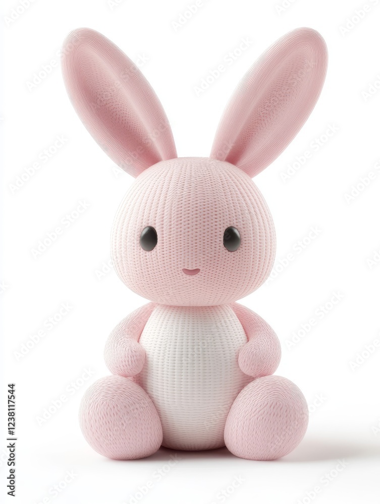 Obraz premium 3D rendering of cartoon pink Easter bunny isolated on white background