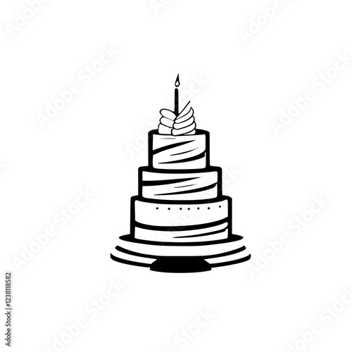 A delightful four-layered cake, perfect for birthdays or special celebrations.  The image showcases a delicious dessert with whipped cream and a lit candle, symbolizing joy and festivity.