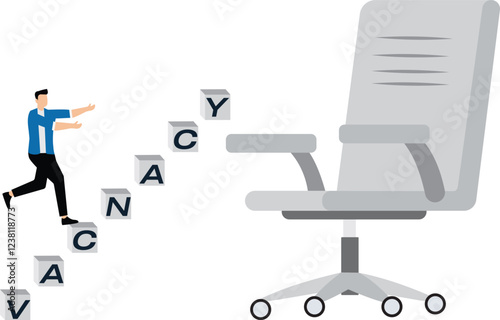 Solving employment problems, providing employment platforms or employment opportunities, businessmen taking ladders to climb into vacant office chairs