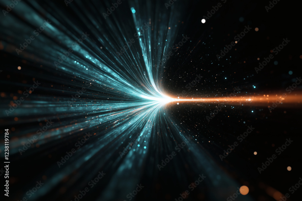 Obraz premium Streaks of light converge into a radiant horizon.