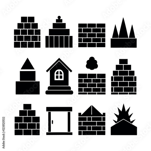 Collection of Simple Black and White Architectural Structures