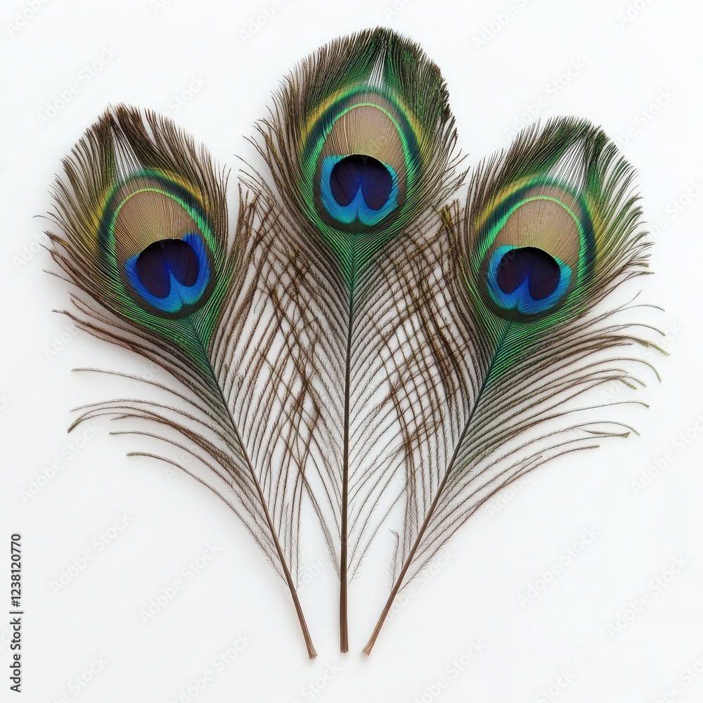 Obraz premium Elegant Peacock Feathers Displayed: Vivid Colors and Intricate Patterns for Artistic Creations