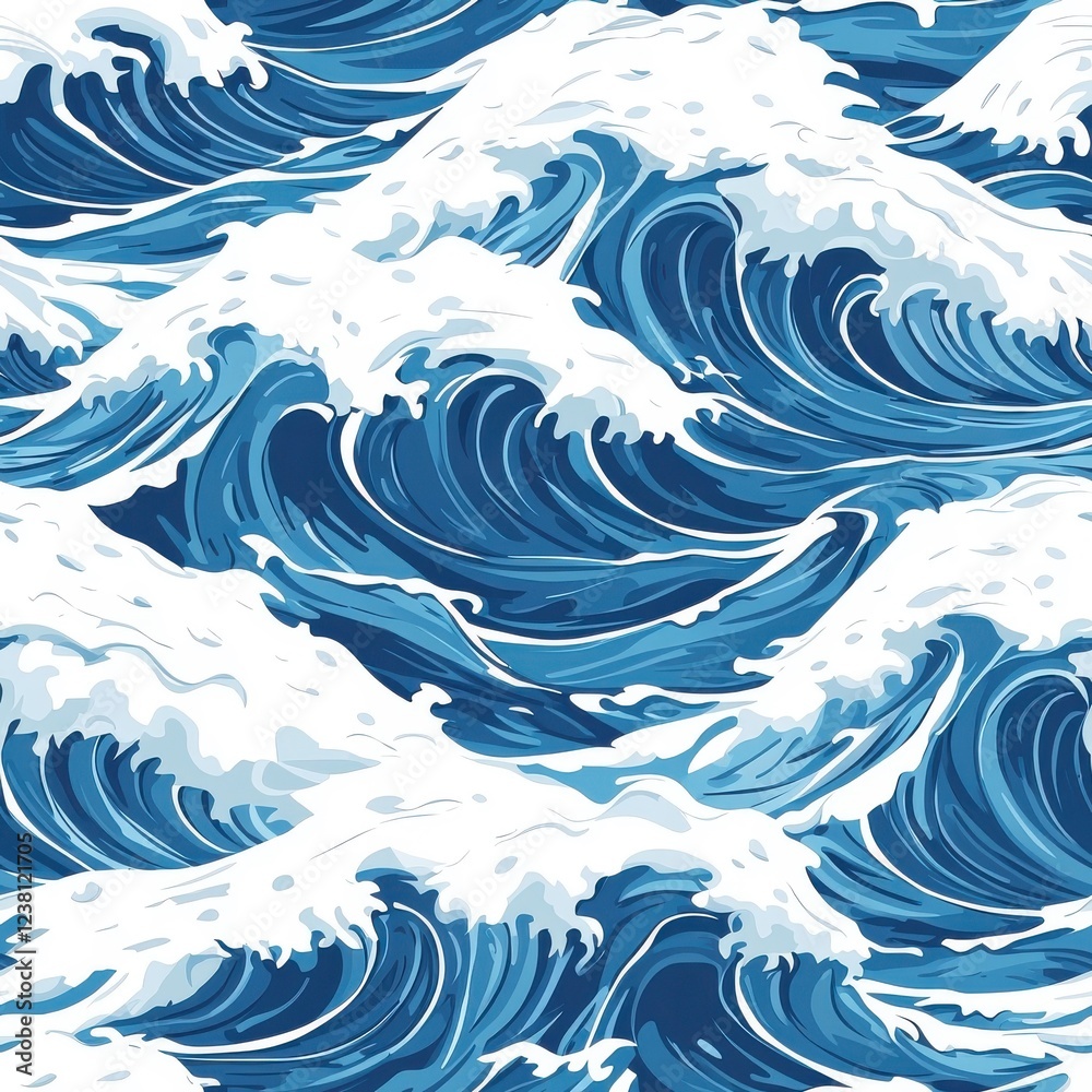 Flat style seamless pattern of ocean waves, isolate on a white background, engaging and stylish designs. Flat style seamless pattern of ocean waves, isolate on a white background, engaging and stylish designs.