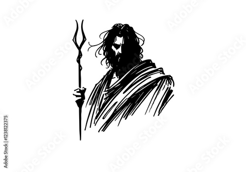 Greek God Hades hand drawn sketch vector