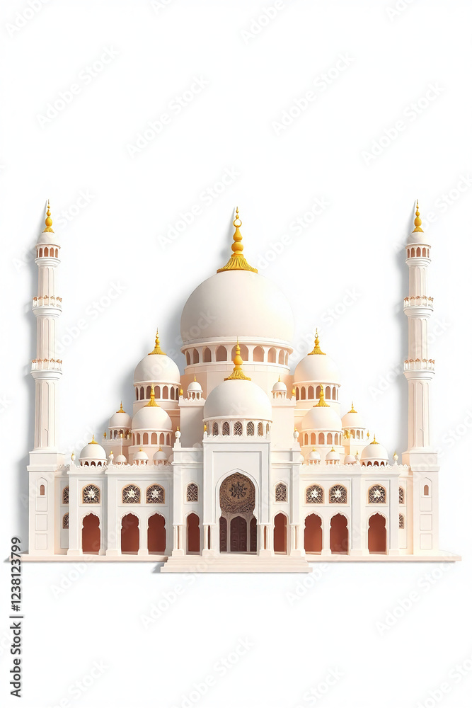 Obraz premium AI generative. Graphic illustration of mosque for element ramadan kareem of greeting card on white background. 6