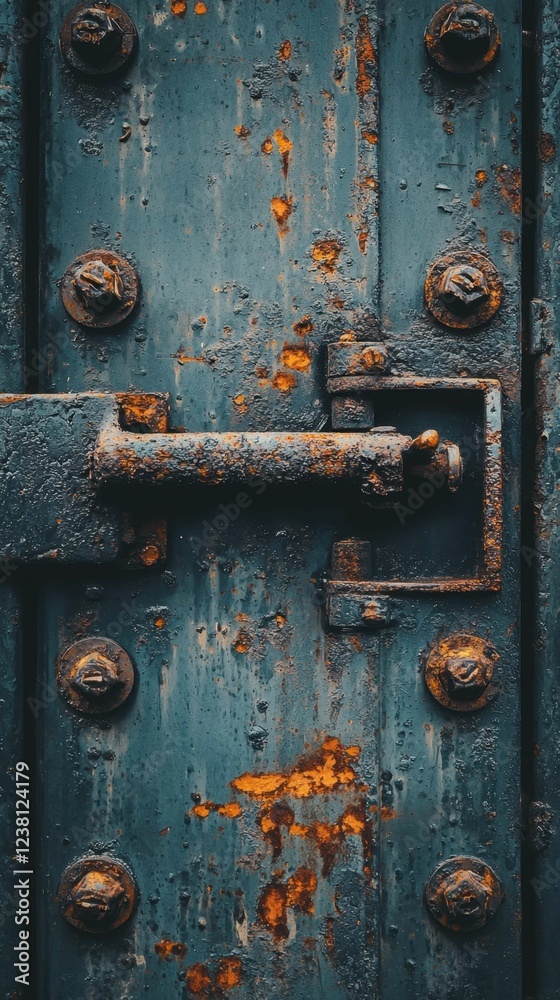 Rusty Metal Door with Textures and Heavy Hardware Details Rusty Metal Door with Textures and Heavy Hardware Details