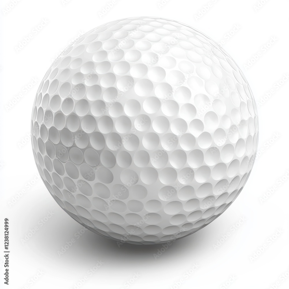 White golf ball with a dimpled texture, ready for a swing, isolated on a clean white background White golf ball with a dimpled texture, ready for a swing, isolated on a clean white background