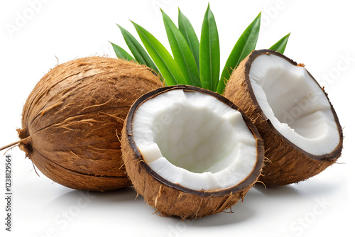 coconut fruits isolated on white background - fresh coconut fruits  photo