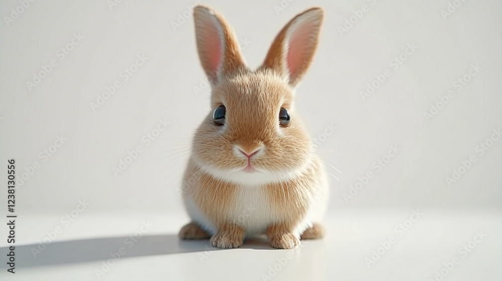 Fototapeta premium Adorable Photorealistic Rabbit on White Background