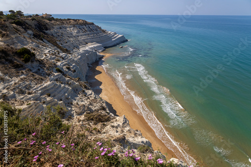 Scala dei Turchi, white marl crag in the village of Realmonte, province of Agrigento, Sicily, Italy photo