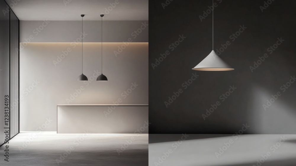 Modern Minimalist Interior Design with Pendant Lighting - Two Stylish Lighting Options
