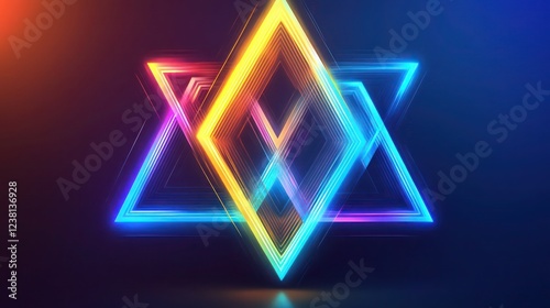 Wallpaper Mural Interlocking Triangle Motif with Gradient Blues and Neon Accents Torontodigital.ca