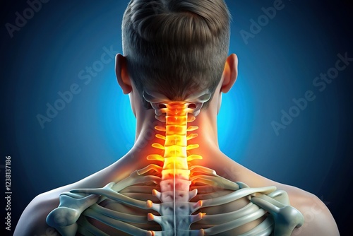 Cervical Spine Treatment: Doctor Examining Patient's Neck - Stock Photo