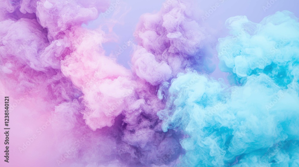 Fototapeta premium Colorful Smoke Swirls in Purple and Blue on a Soft Background