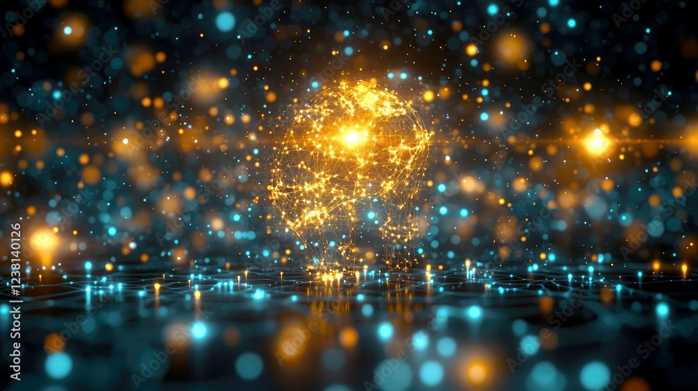 Obraz premium Illuminating Global Network: Abstract Digital Art Representing Connectivity, Innovation, and the Future of Technology