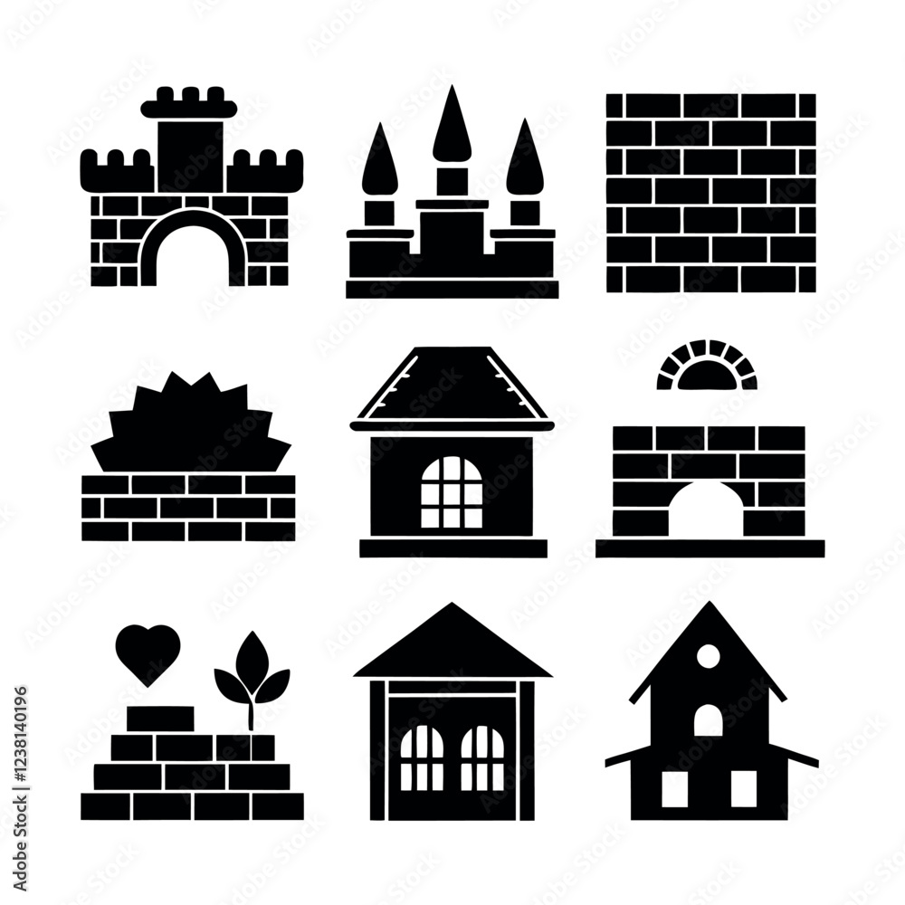 Fototapeta premium Vector Illustration of Various Brick Structures