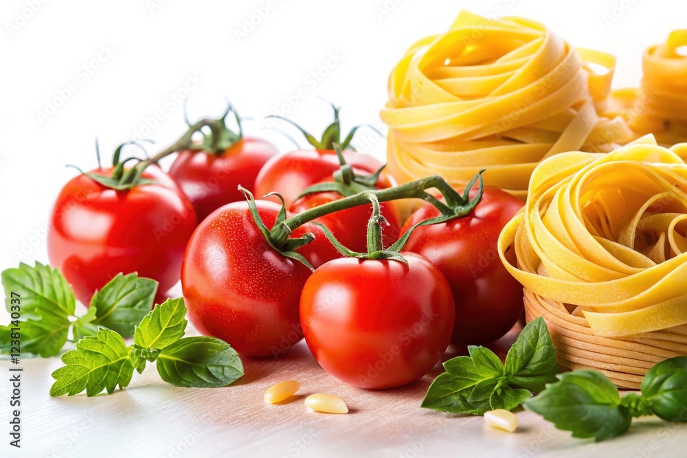 Pasta and Tomatoes on a White Background Pasta and Tomatoes on a White Background