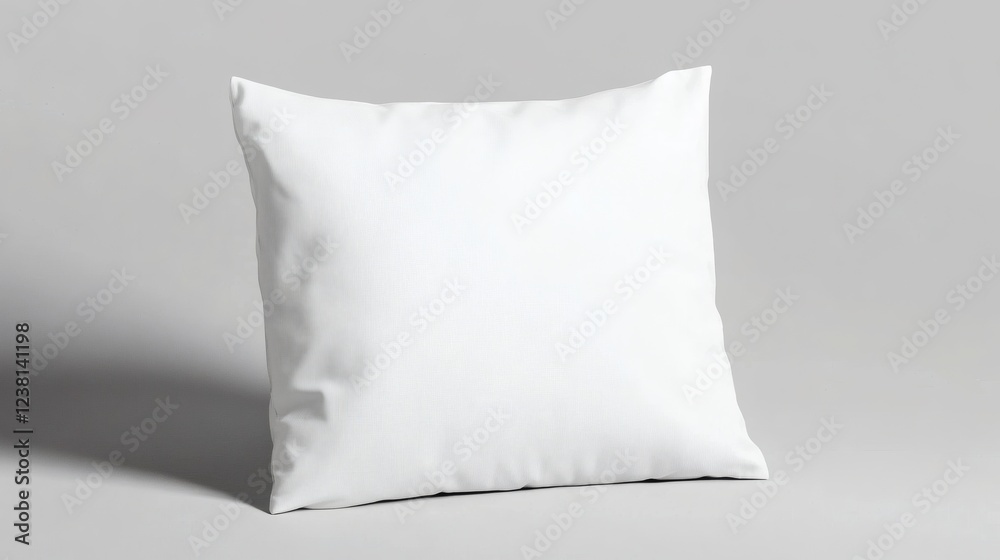 Soft white decorative pillow positioned against a light gray background showcasing simplicity and elegance Soft white decorative pillow positioned against a light gray background showcasing simplicity and elegance