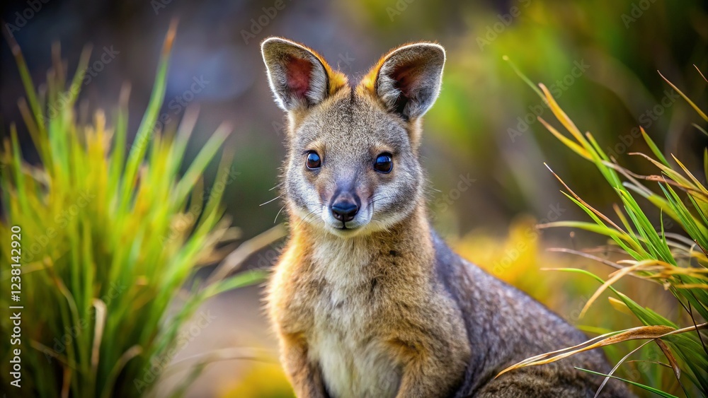 Endangered Tammar Wallaby on Kangaroo Island, South Australia - Rule of Thirds Composition Endangered Tammar Wallaby on Kangaroo Island, South Australia - Rule of Thirds Composition