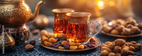 Elegant Arabic Tea with Nuts and Dried Fruits photo