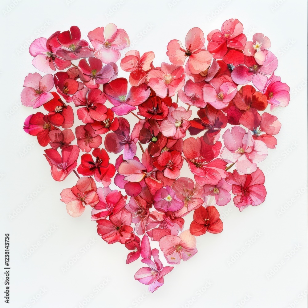 Obraz premium Heart Shaped Arrangement of Colorful Petals in Red and Pink Hues