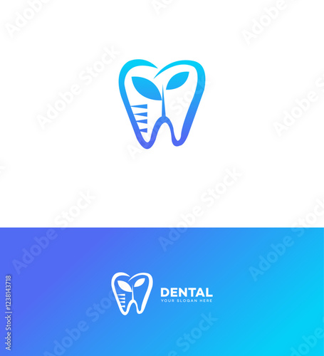 EcoFriendly Dental Logo Design Healthy Teeth, Green Growth