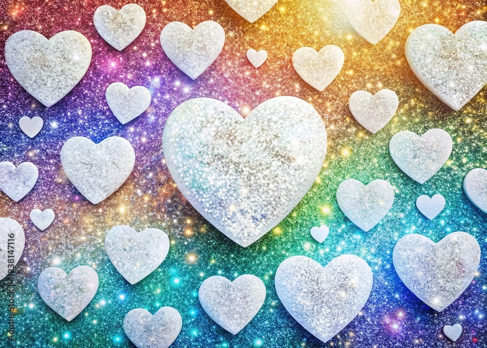 Obraz premium White Glitter Heart Pattern Background for Father's Day
