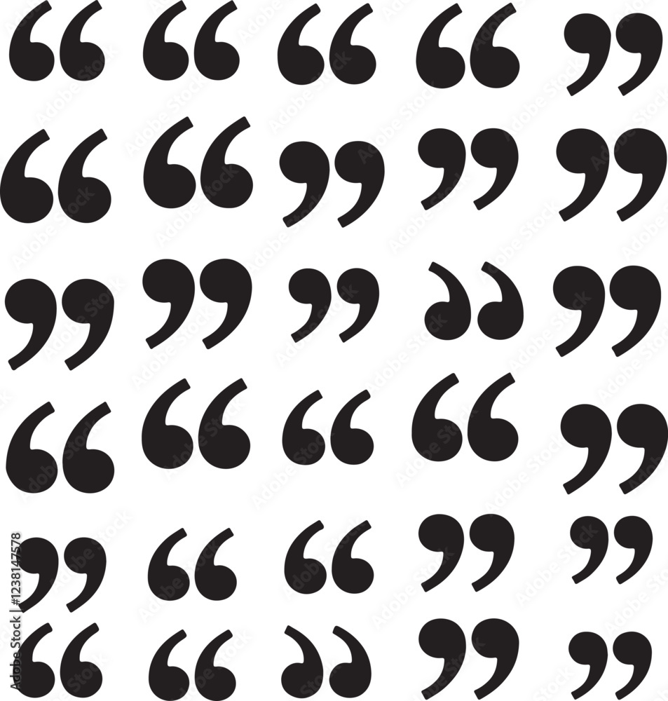 Set of quote mark, black sign isolated on white background. Vector illustration Set of quote mark, black sign isolated on white background. Vector illustration