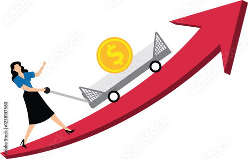 Financial Investing Strategies and Tips, Financial Experts, Buy in anticipation of a price rally price drop, Conquer Adversity, Traders pushing gold coins upward at the bottom of an arrow chart