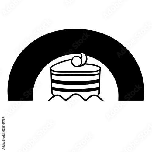 Delicious Cake: A delectable dessert, layered and creamy, perfect for any celebration. This simple yet elegant design is ideal for bakeries and dessert shops.