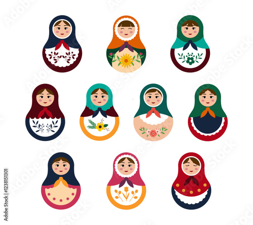 Russian traditional nesting doll matryorshka design
