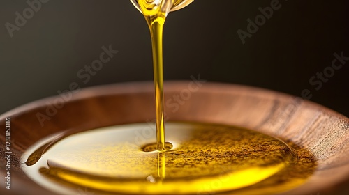 Wallpaper Mural Golden Olive Oil Pouring Into Wooden Bowl Torontodigital.ca