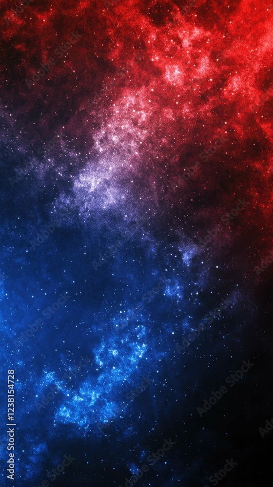 Fototapeta premium Vibrant Cosmic Clouds of Red, Blue, and Purple Starlit Space Art