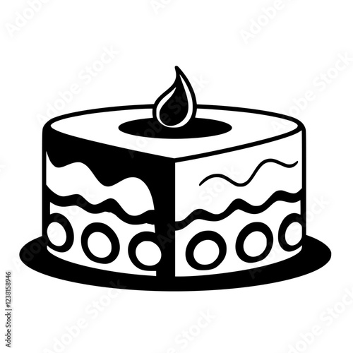 A delectable cake, adorned with a candle, perfect for birthdays and celebrations. This image is ideal for food blogs, bakeries, and party planning websites.