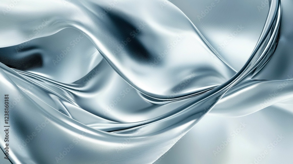 Obraz premium Elegant Silver Satin Fabric with Soft Waves and Fluid Motion