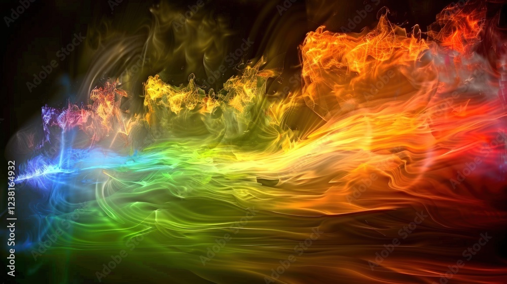 Fototapeta premium Abstract Fiery Rainbow Swirls: A Digital Masterpiece