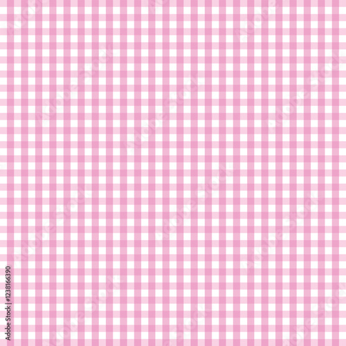 Pink and white checkered background, vector illustration. Cartoon colorful hearts isolated on white background
