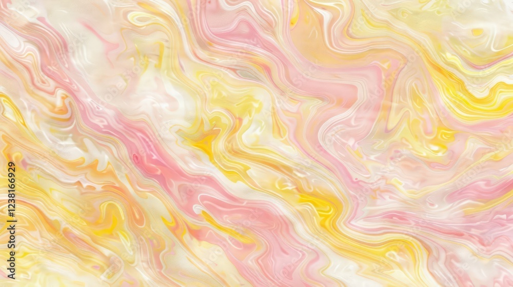 Fototapeta premium Abstract Swirling Marble Texture in Pink and Yellow Hues